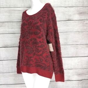 NWT 14th & Union S Eyelash Knit Pullover Sweater Fuzzy Red